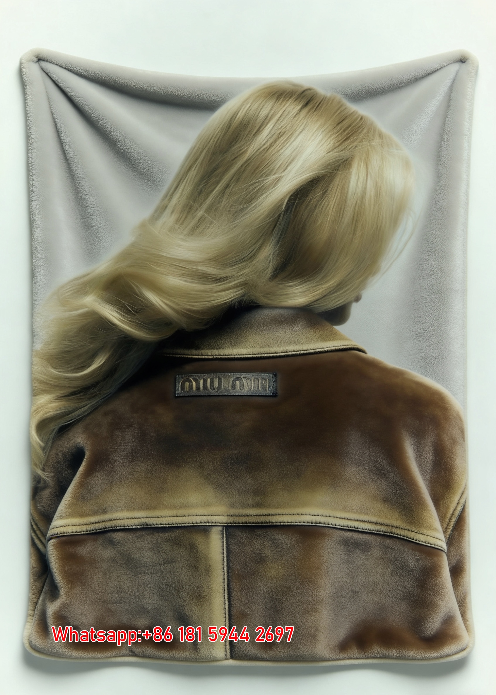 Miu Miu Vintage Distressed Leather Jacket Print Flannel Sofa Throw Blanket IMG_0632